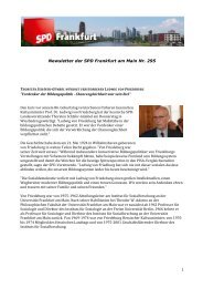 Newsletter der SPD Frankfurt am Main Nr. 295