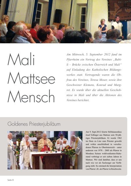 Neues aus der Pfarrgemeinde I Jahrgang 43 HERBST ... - Stift Mattsee
