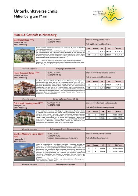 Unterkunftsverzeichnis - Tourismusgemeinschaft Miltenberg ...