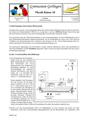 Elektrik Versuch 1 - Gymnasium Gerlingen