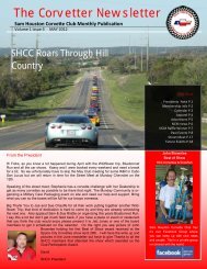 The Corvetter Newsletter - Sam Houston Corvette Club