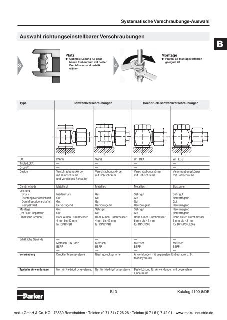 73-4100-8-DE Systematische Verschraubungsauswahl - Parker