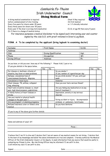Diving Medical Form - Eircom.net