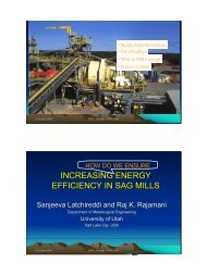 INCREASING ENERGY EFFICIENCY IN SAG MILLS