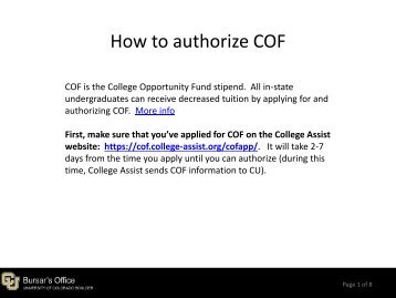 How to authorize COF
