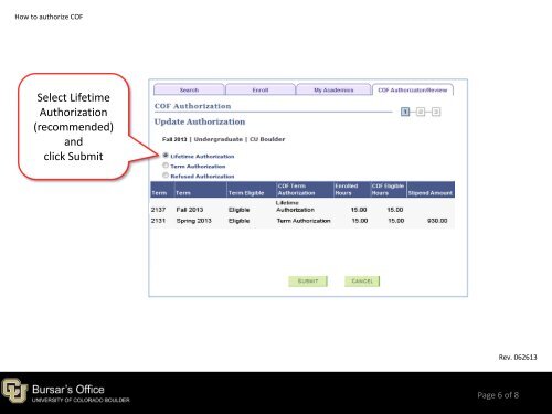 How to authorize COF