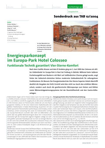 Energiesparkonzept im Europa-Park Hotel Colosseo Funktionale ...