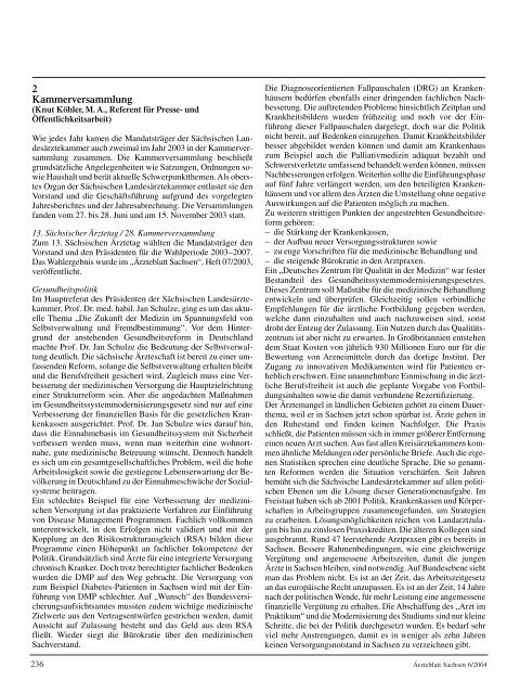 Ärzteblatt Sachsen 06/2004 - Sächsische Landesärztekammer