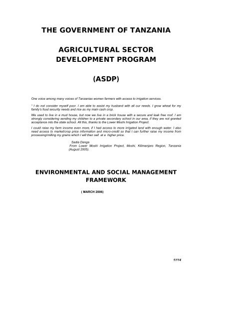 ASDP: Environmental And Social Management Framework