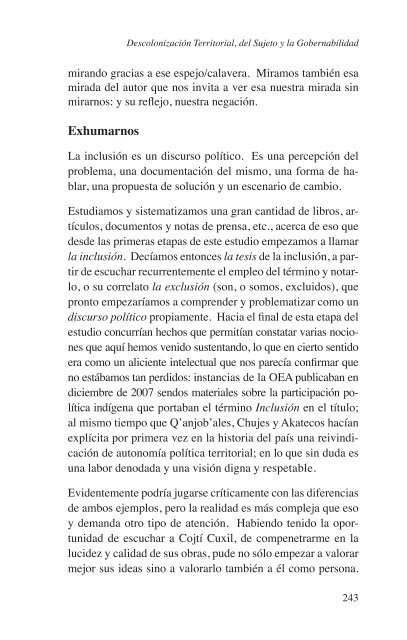 Descolonización Territorial, del Sujeto y la Gobernabilidad