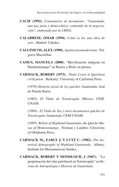 Descolonización Territorial, del Sujeto y la Gobernabilidad