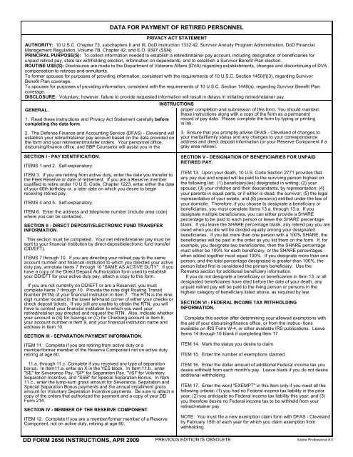 DD Form 2656 - Defense Technical Information Center