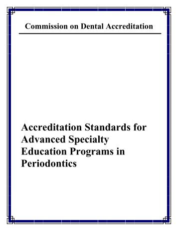 ADA Accreditation Standards - American Academy of Periodontology
