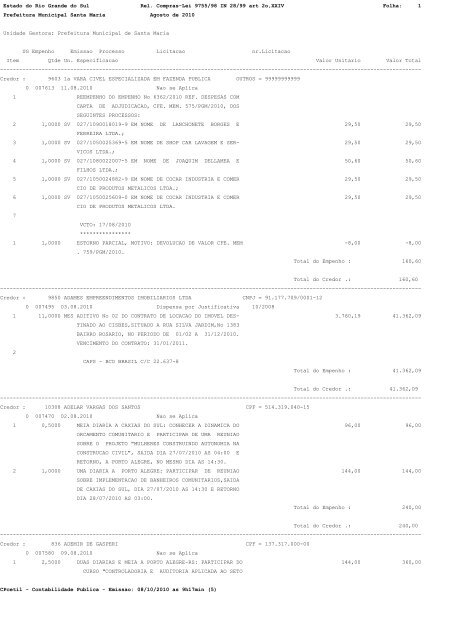 Estado do Rio Grande do Sul Rel. Compras-Lei 9755/98 IN 28/99 ...