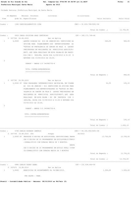 Estado do Rio Grande do Sul Rel. Compras-Lei 9755/98 IN 28/99 ...