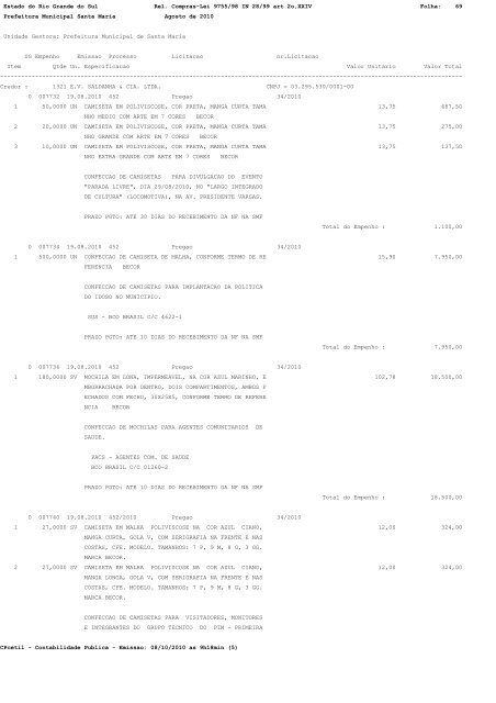 Estado do Rio Grande do Sul Rel. Compras-Lei 9755/98 IN 28/99 ...