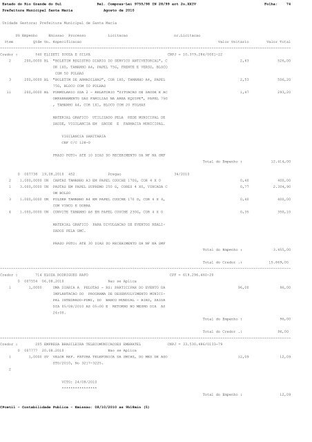 Estado do Rio Grande do Sul Rel. Compras-Lei 9755/98 IN 28/99 ...