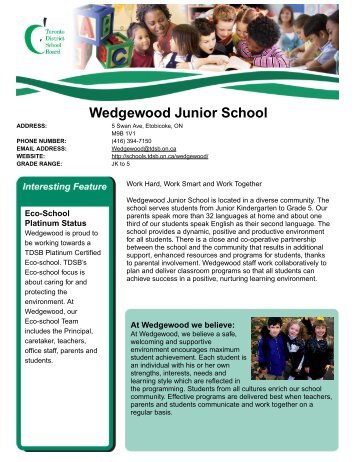 Information about Wedgewood Junior School - Toronto District ...