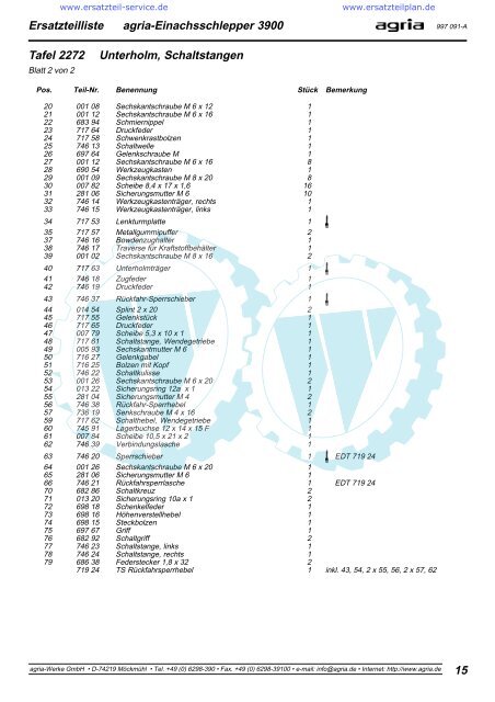 Ersatzteilliste agria ÃƒÂ¢ -Einachsschlepper 3900 - WÃƒÂ¶lfnitzer ...