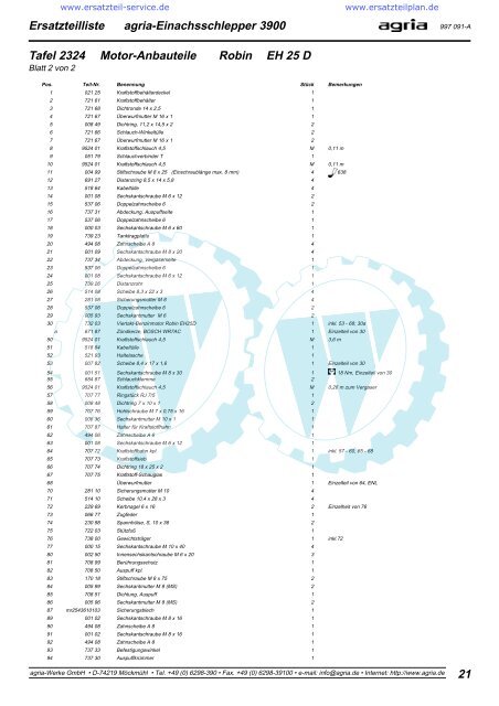 Ersatzteilliste agria ÃƒÂ¢ -Einachsschlepper 3900 - WÃƒÂ¶lfnitzer ...