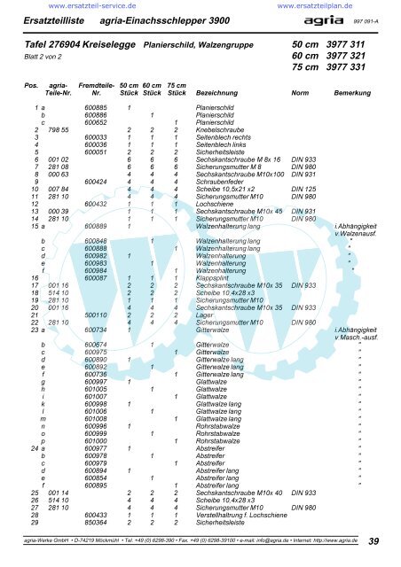 Ersatzteilliste agria ÃƒÂ¢ -Einachsschlepper 3900 - WÃƒÂ¶lfnitzer ...