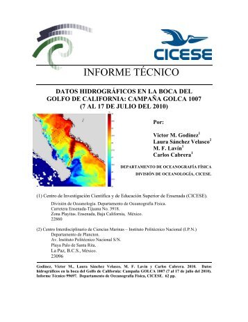 INFORME TÃCNICO - Departamento de OceanografÃ­a FÃ­sica, Cicese