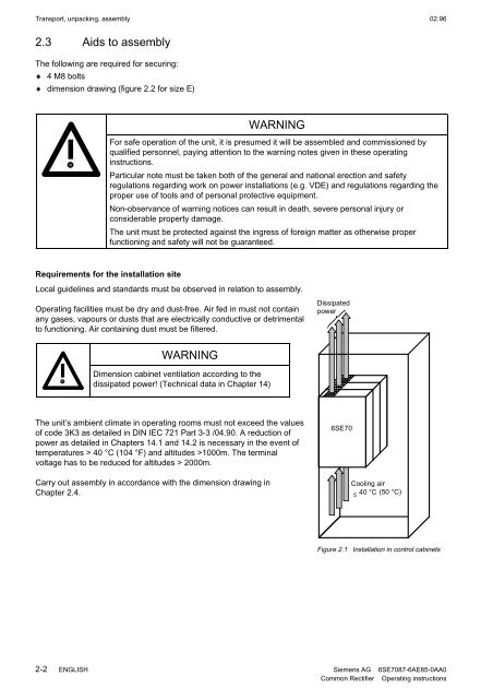 SIMOVERT Master Drives Einspeise-Einheit Bauform E Common ...