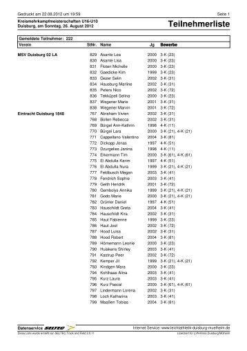 Riegenliste - duisburger-leichtathletik.de