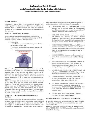Asbestos Fact Sheet - Florida Department of Environmental Protection