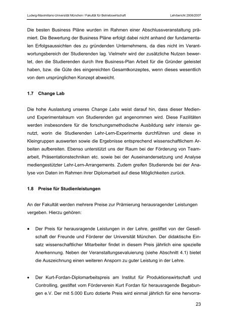 Lehrbericht - Fakultät für Betriebswirtschaft - Ludwig-Maximilians ...
