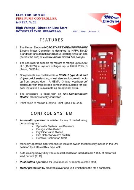 operating instructions for high voltage motor ... - Metron Eledyne