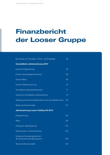 Finanzbericht der Looser Gruppe - Looser Holding