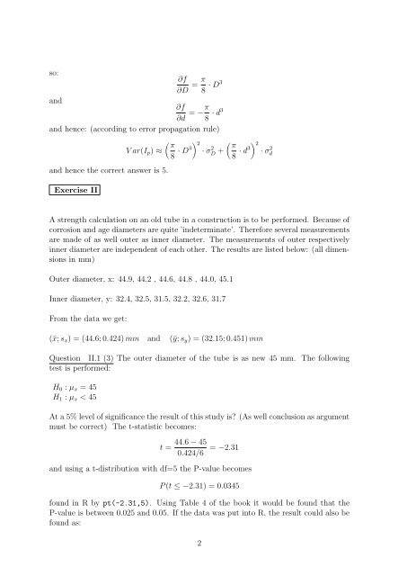Solutions for 02402 exam 15. December 20111