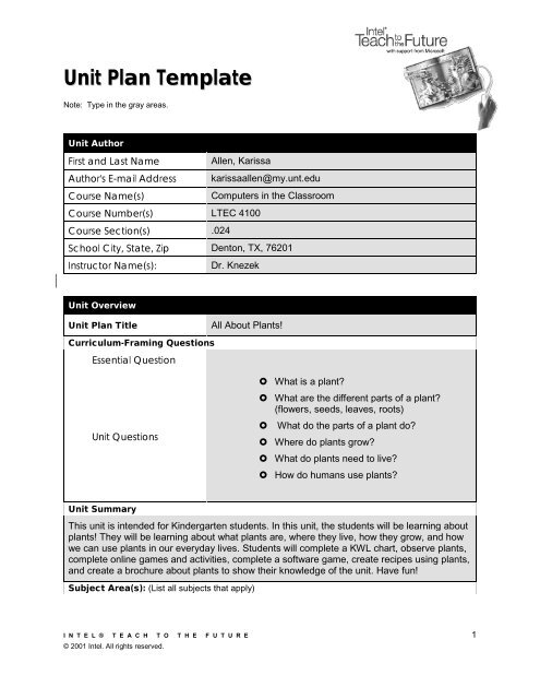 Plants Unit Lesson Plan