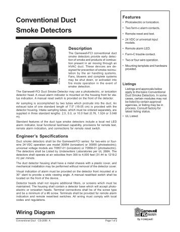 Conventional Duct Smoke Detectors - Gamewell-FCI