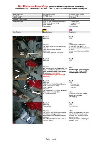 BJJ Kleinmaschinen Corp. (Reparaturanweisung / service instruction)