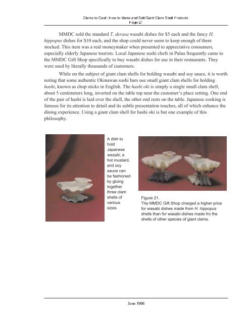 Clams to Cash: How to Make and Sell Giant Clam Shell ... - eXtension