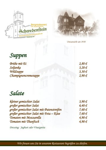 Speisekarte Drucken PDF - Bergrestaurant Schwedenstein