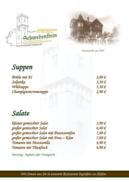 Speisekarte Drucken PDF - Bergrestaurant Schwedenstein