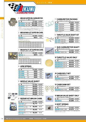 MIKUNI SUPER BN CARBURETOR MIKUNI MAIN JET SUPER BN ...