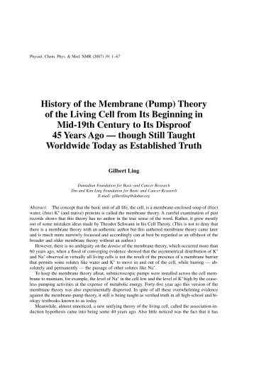 History of the Membrane - Physiological Chemistry and Physics
