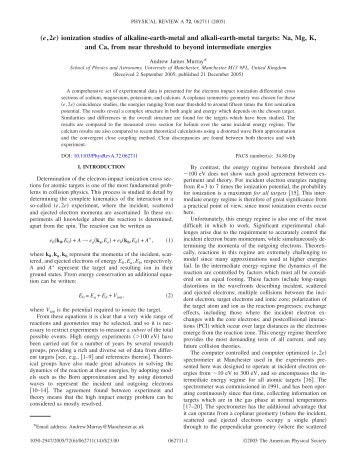 (e,2e) ionization studies of alkali and alkali earth targets - the Atomic ...