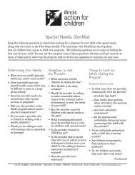 Special Needs Checklist - Illinois Action for Children