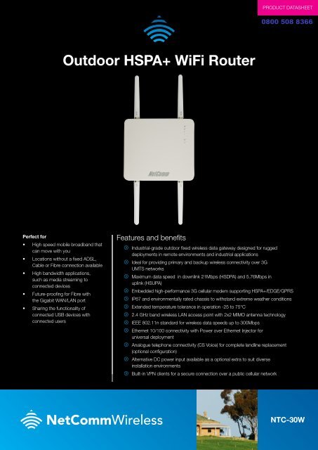 NTC-30W Specification Sheet - 3G Router Store