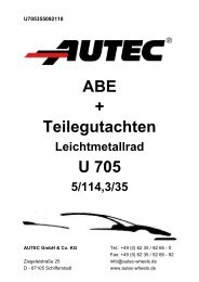 ABE + Teilegutachten U 705 - AUTEC GmbH & Co. KG