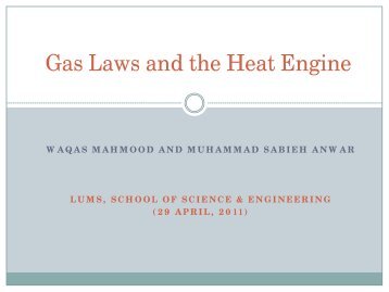 Gas Laws and Heat engine - Experimental Physics