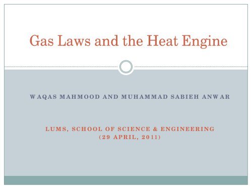 Gas Laws and Heat engine - Experimental Physics