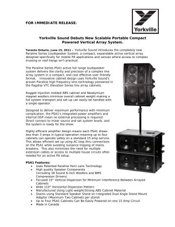 Yorkville Sound Debuts New Scalable Portable Compact Powered ...