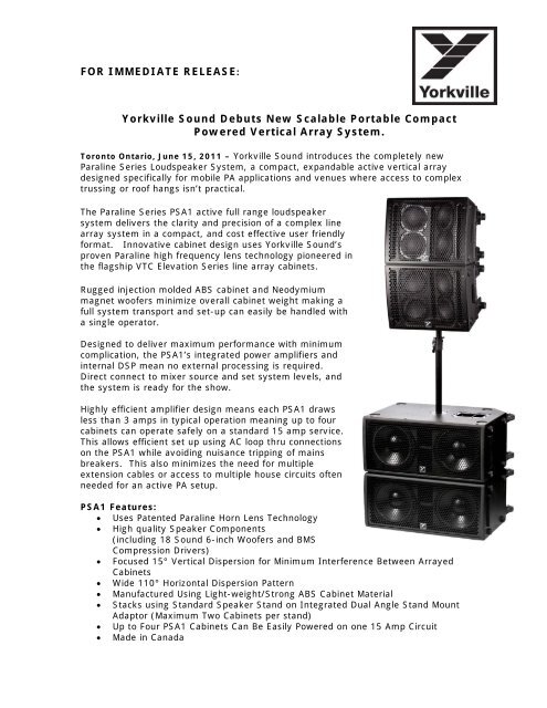 Yorkville Sound Debuts New Scalable Portable Compact Powered ...