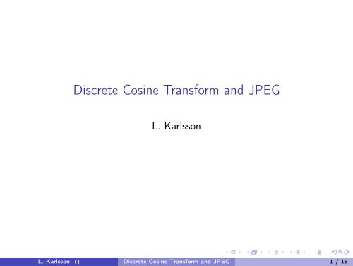 Discrete Cosine Transform and JPEG